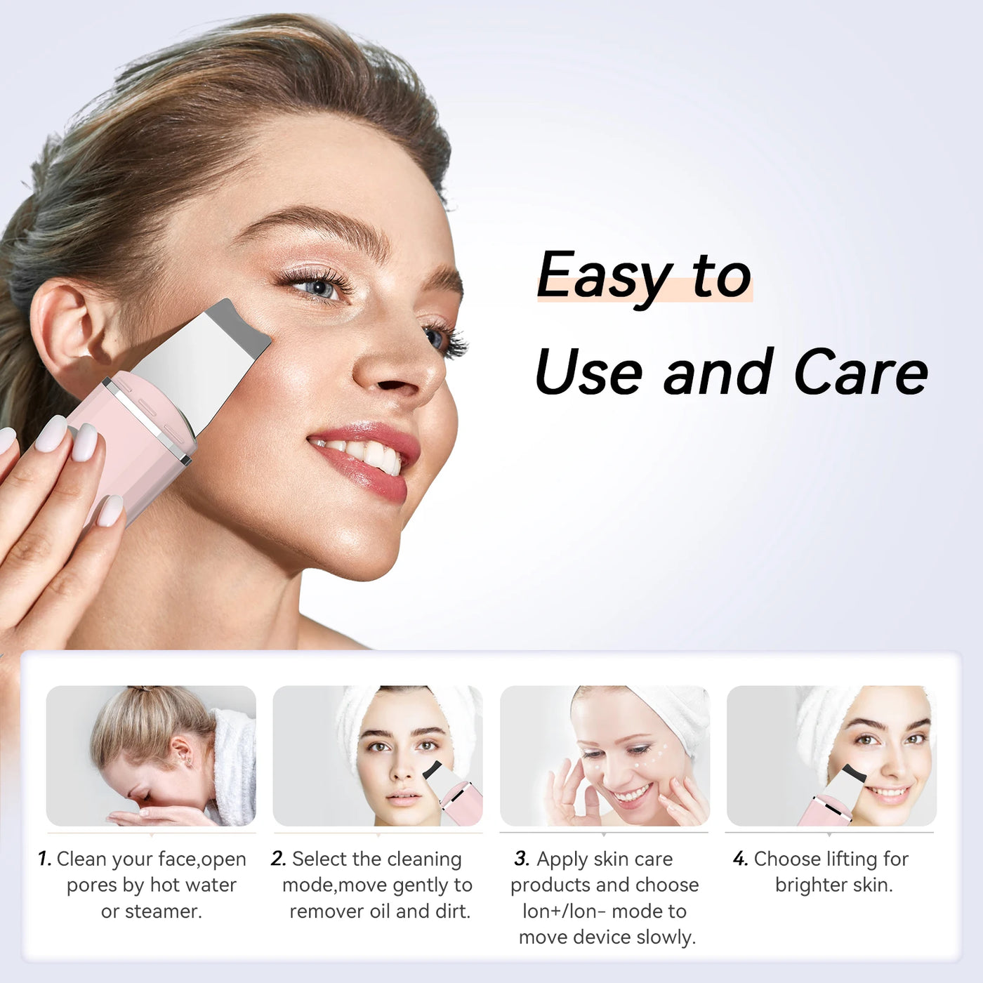 Unlock the secret to a flawless complexion with the ANLAN Ultrasonic Skin Scrubber.