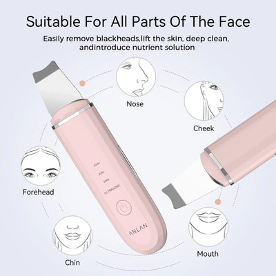 Unlock the secret to a flawless complexion with the ANLAN Ultrasonic Skin Scrubber.