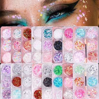 Elevate your eye look with this stunning 6 Jars Eyeshadow Glitter Set!